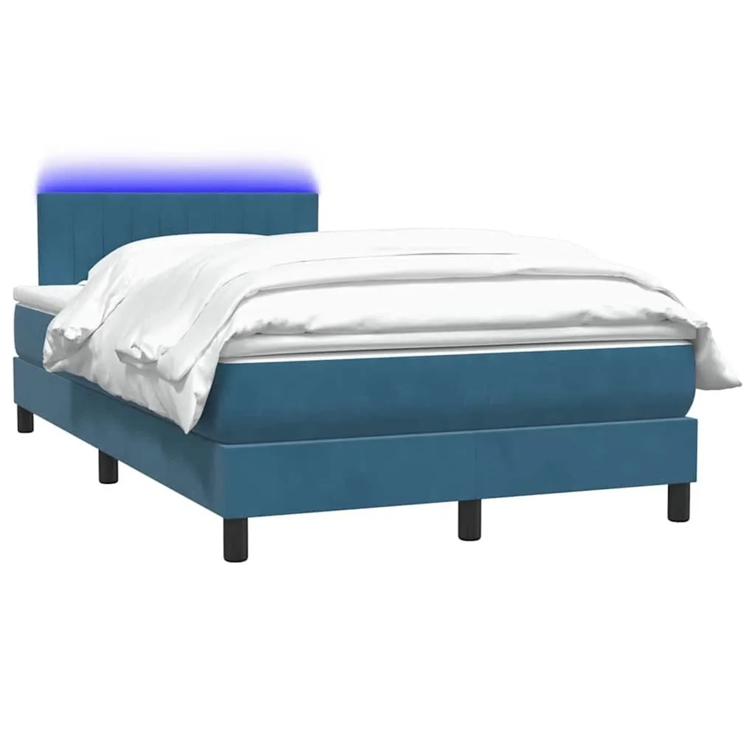 vidaXL Boxspringbett mit Matratze & LED Dunkelblau 120x210 cm Samt 3317071 günstig online kaufen