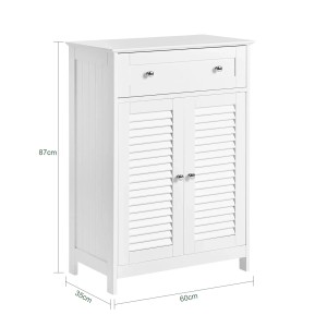 Weißer SoBuy Badschrank (FRG238-W) mit Schublade und Lamellentüren. Badmöbel-Set.