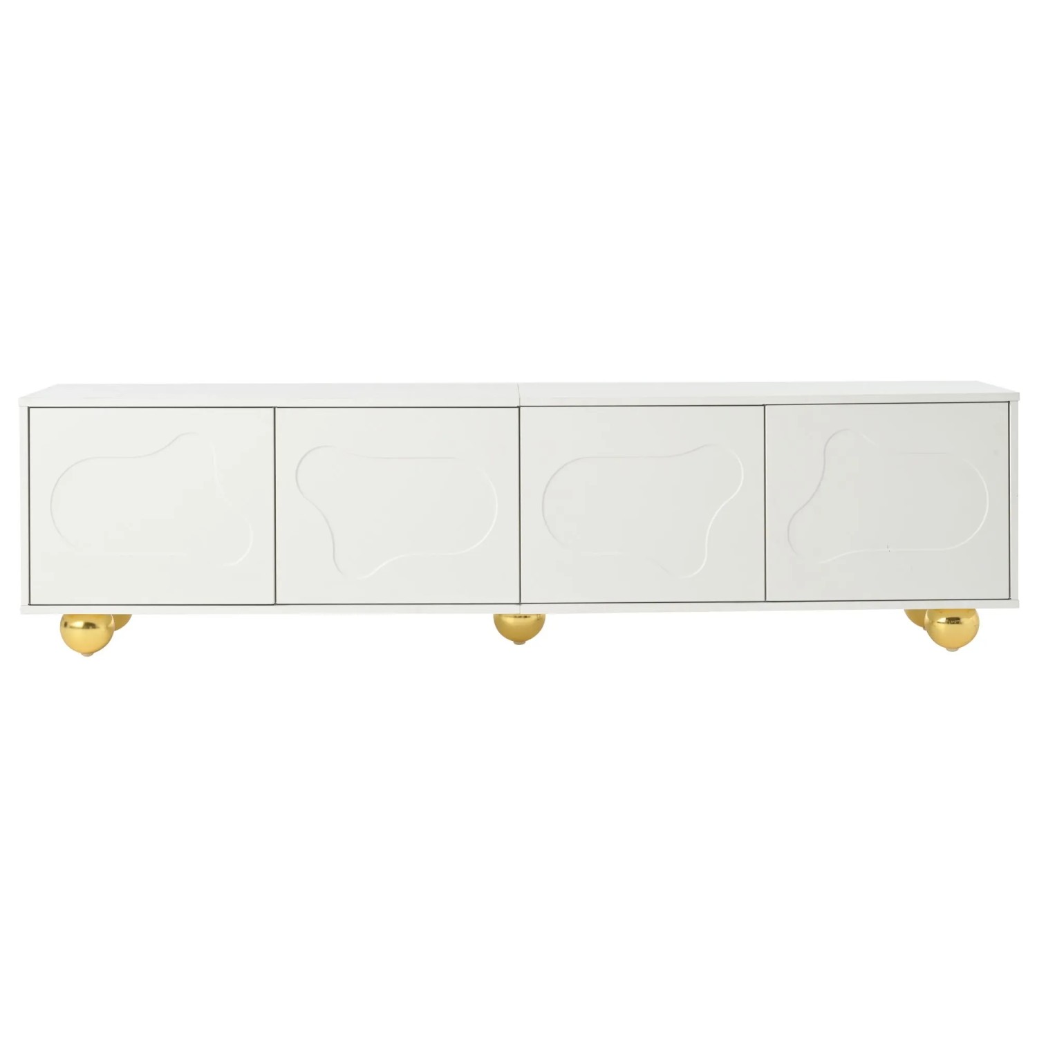 ModernLuxe TV Lowboard Wolkenförmig mit 2 Schränken Spanplatte Weiß