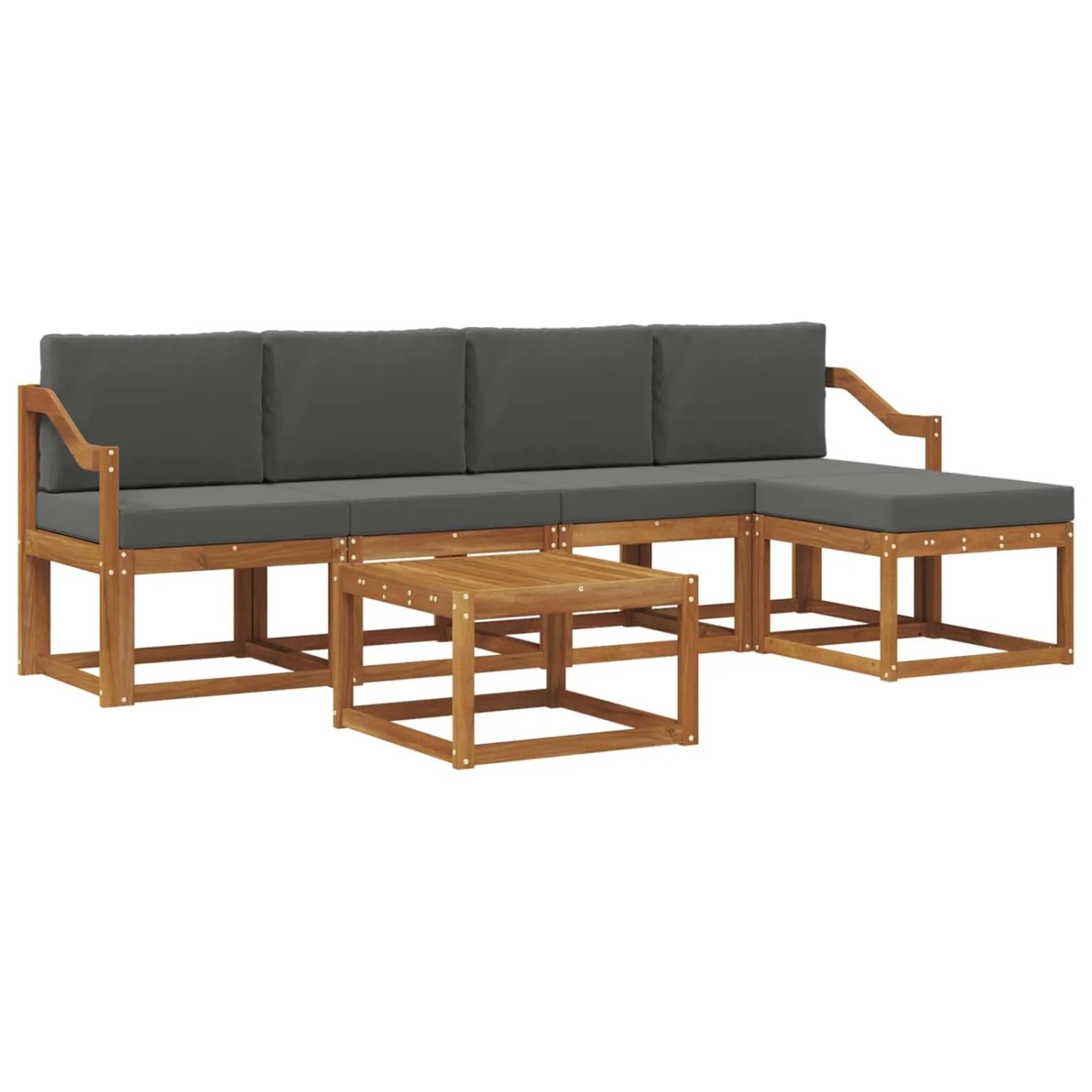 vidaXL Outdoor-Sofagarnitur mit Kissen 6 Stk Natur und Anthrazit 3366305