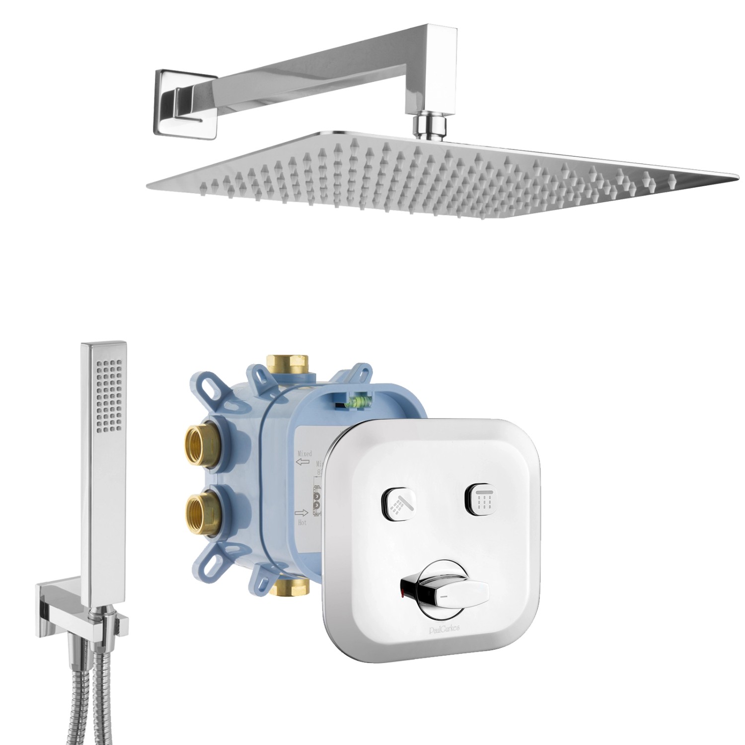 PaulGurkes Unterputz Shower Action Select Set Regendusche 30cm