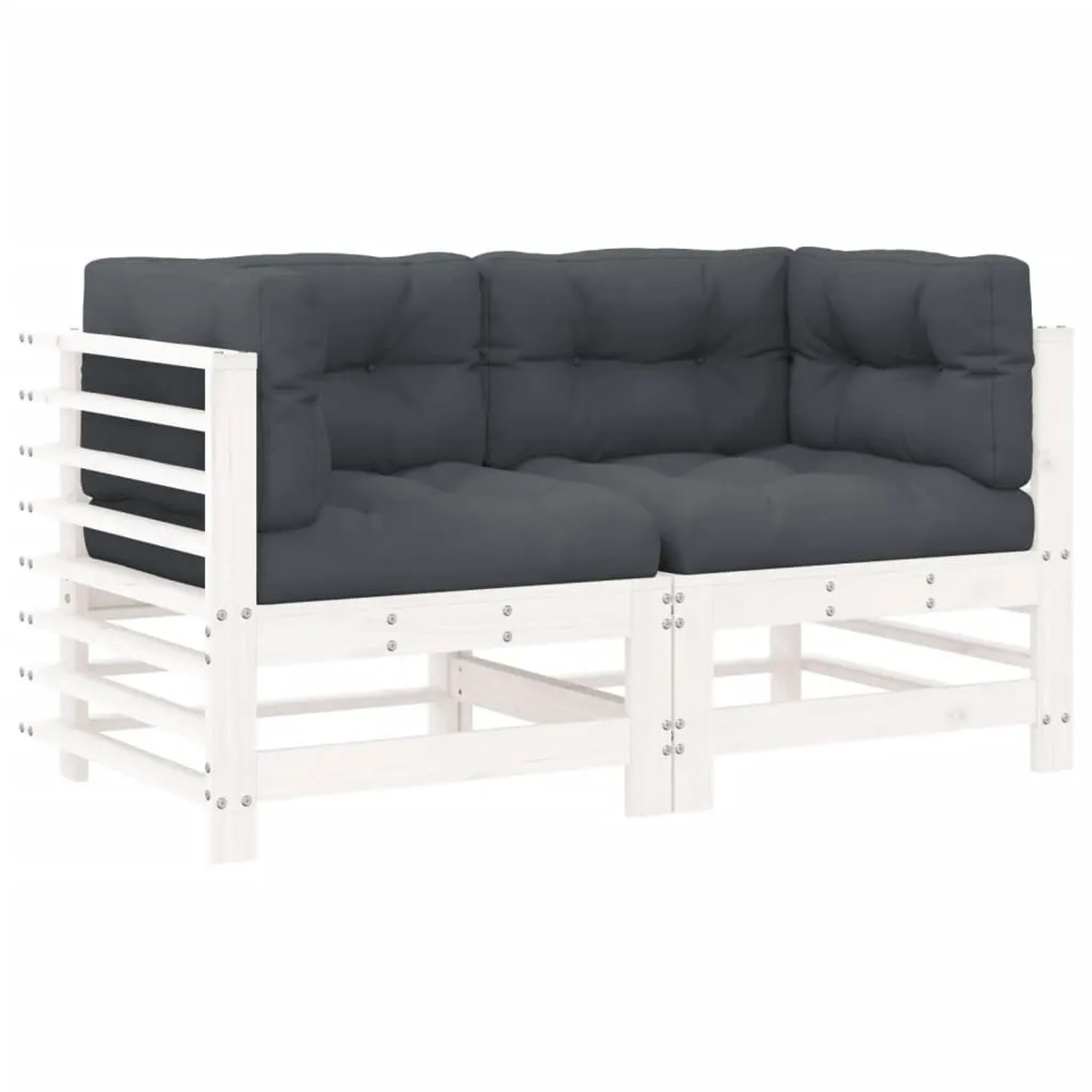 vidaXL Ecksofas mit Kissen 2 Stk Weiß Massivholz Kiefer 825682