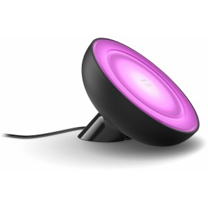 Schwarze Philips Hue Bloom Tischleuchte mit farbigem Licht (500 lm) für stimmungsvolle Akzente.