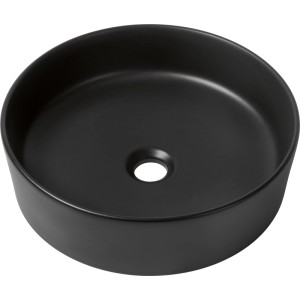 Rundes baliv Aufsatzwaschbecken WBA-390.11 aus matt-schwarzem Porzellan, Ø 40 cm. Elegantes Design für Ihr Bad.