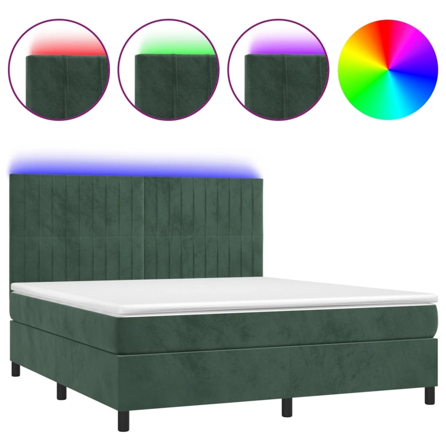 vidaXL Boxspringbett mit Matratze & LED Dunkelgrün 180x200 cm Samt 3136260 günstig online kaufen