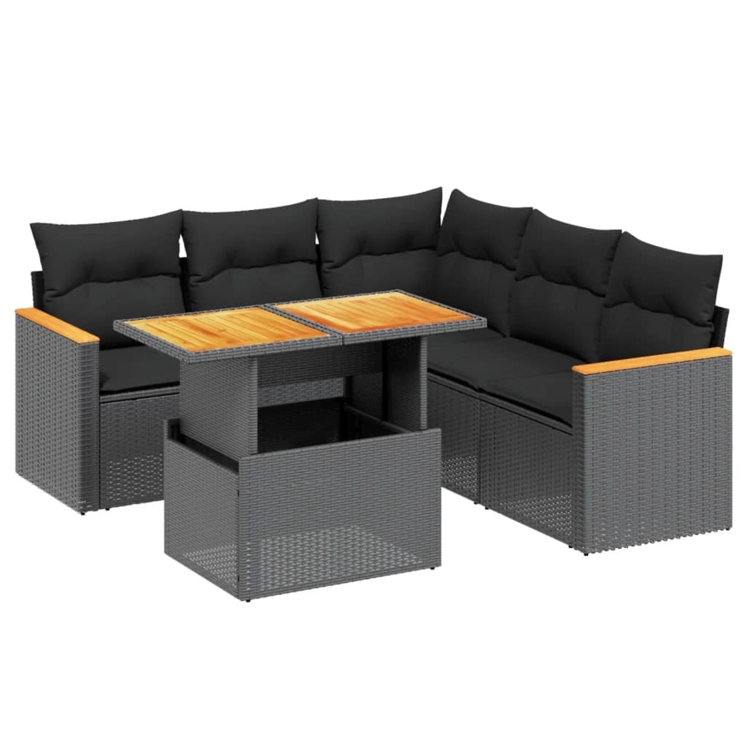 vidaXL 6-Tlg Garten-Sofagarnitur mit Kissen Schwarz Poly Rattan 3273071 günstig online kaufen