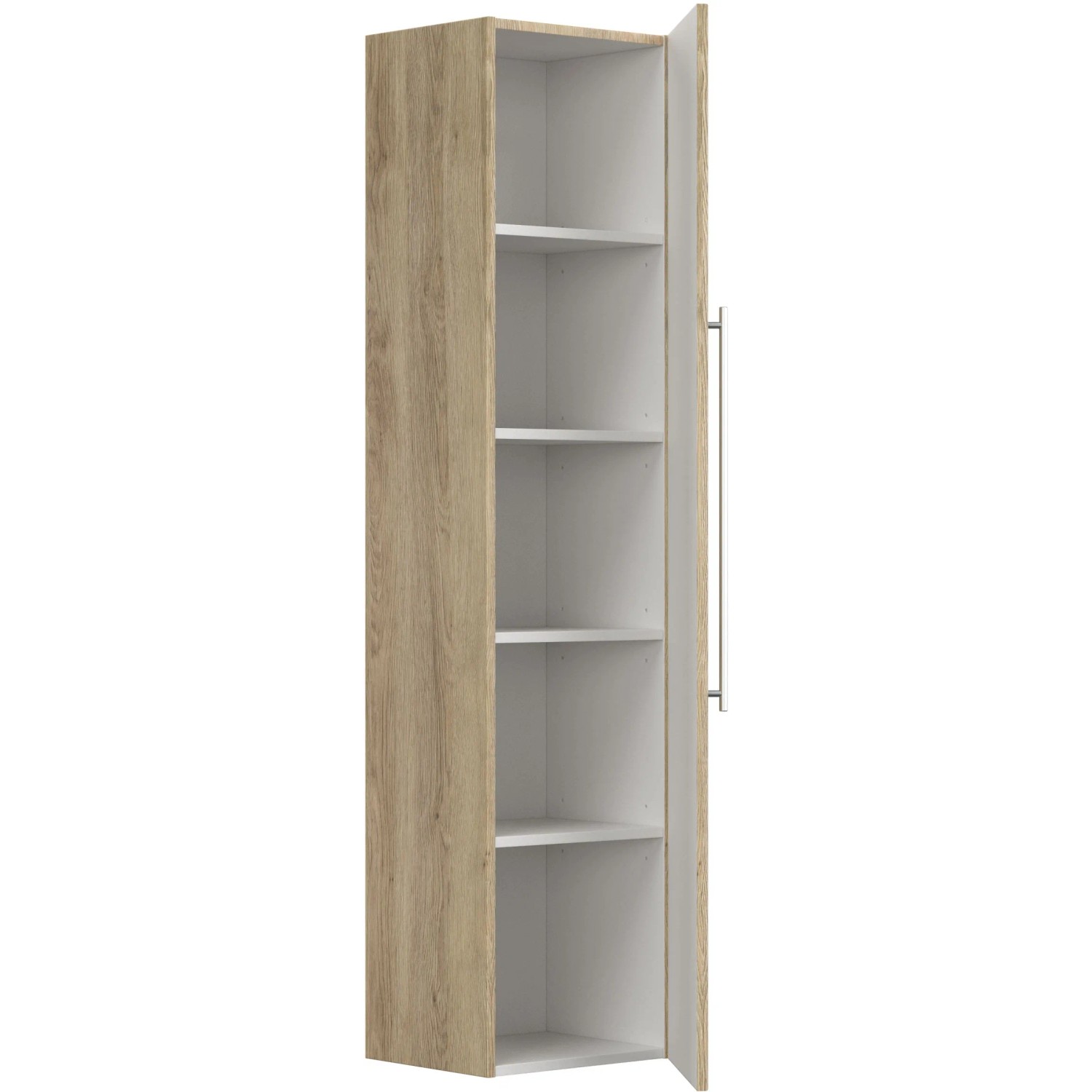 Posseik Bad-Hochschrank Homeline, Eiche hell, 35 cm breit, mit offenen Regalfächern.