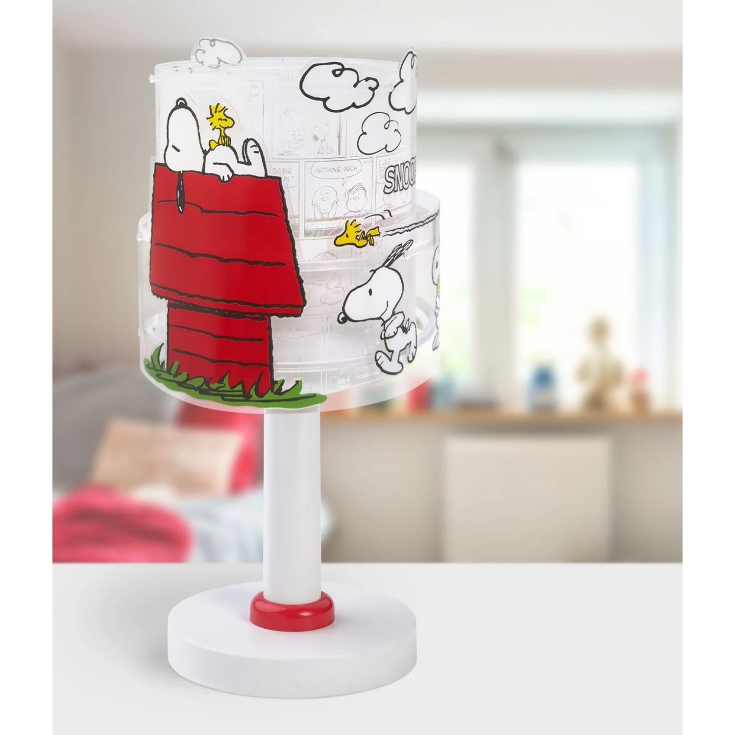 Dalber Nachttischlampe Snoopy mit LED Nachtlicht für Kinder, Innenleuchte mit Snoopy Motiv.