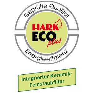 Hark Kaminofen ECOplus Label: Geprüfte Qualität, Energieeffizienz, integrierter Keramik-Feinstaubfilter.