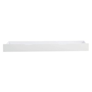 Weißer Homestyle4u Bettkasten mit Rollen aus Kiefernholz. Praktische Schublade für Stauraum unter dem Bett.