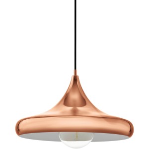 Kupferfarbene Eglo Pendelleuchte Coretto 2 mit E27 Fassung und 40 cm Durchmesser.