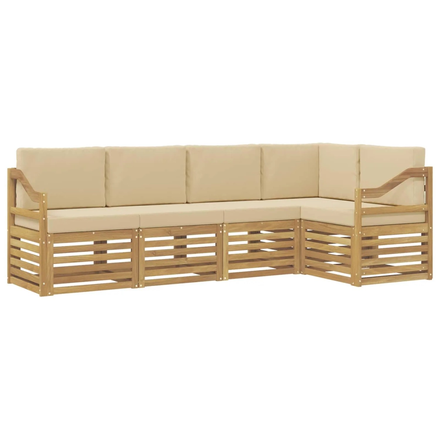 vidaXL Outdoor-Sofagarnitur 5 Stk Weiß und Beige 245 x 126,5 x 73 cm 3391853