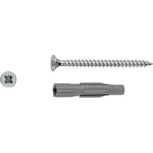 LUX Allzweckdübel mit Schraube, 6x33mm, 10er-Set für Beton und Ziegel.