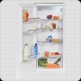Weißer Wolkenstein Einbaukühlschrank WKS225.0EEB mit geöffneter Tür und Lebensmitteln.
