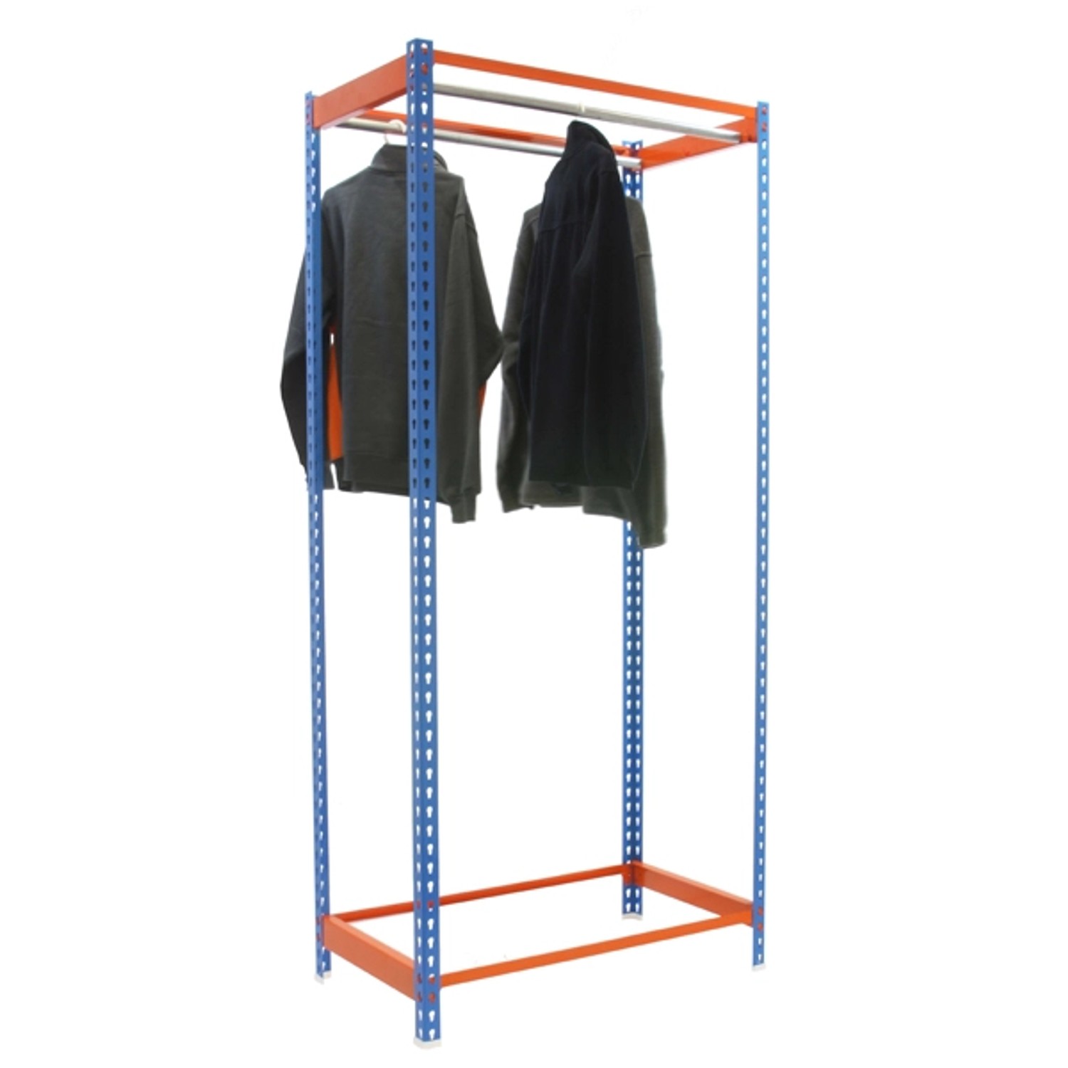 PROREGAL Kleiderstangenregal Metal Einzel HxBxT 200 x 90 x 50 cm Blau/Orang günstig online kaufen