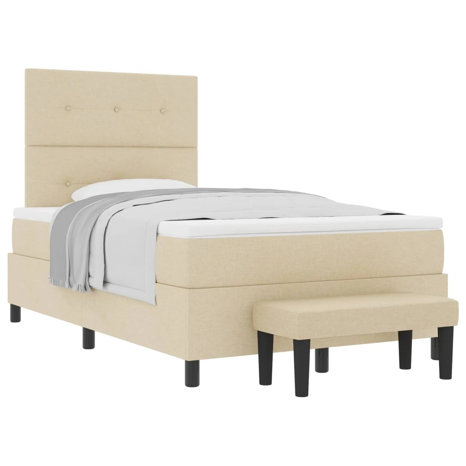 vidaXL Boxspringbett mit Matratze Creme 120 x 190 cm Stoff 3344056