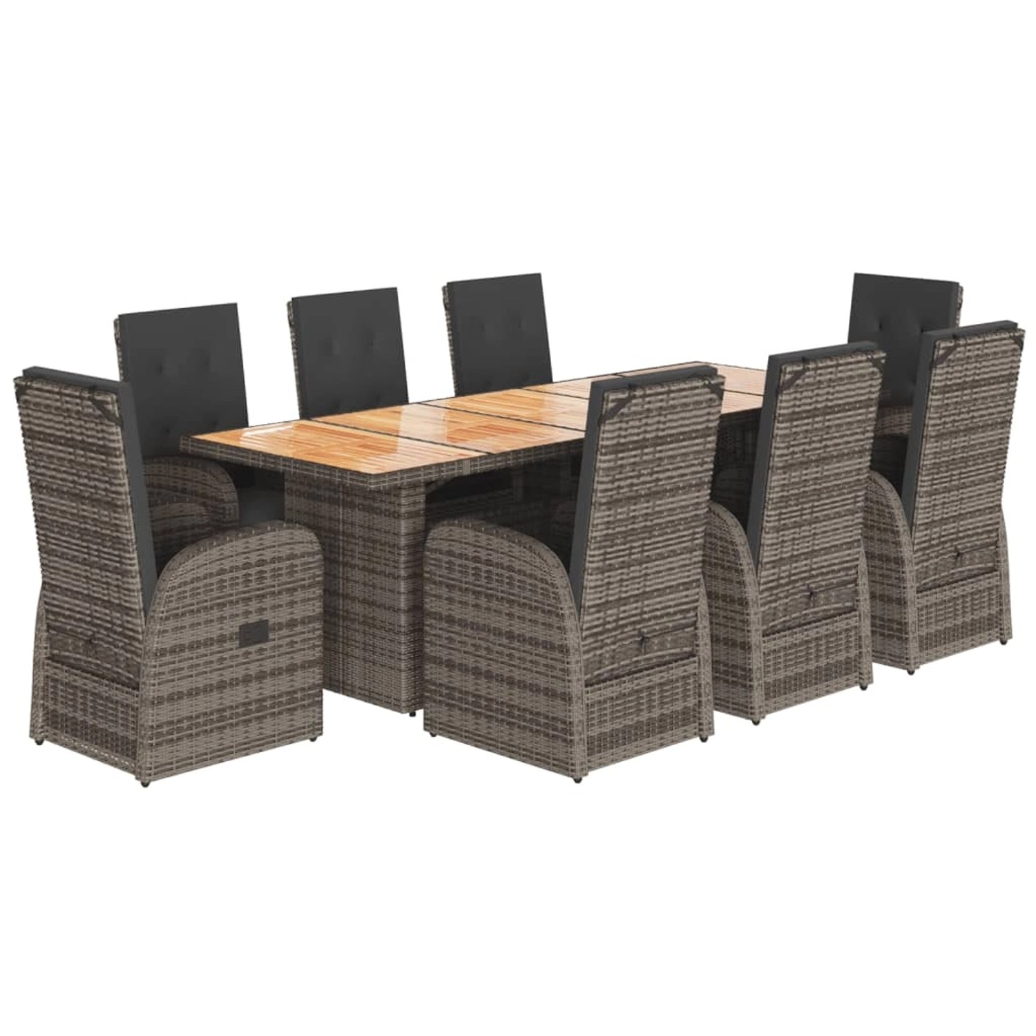 vidaXL 9-tlg Garten-Essgruppe mit Kissen Grau Poly Rattan Modell 64 günstig online kaufen