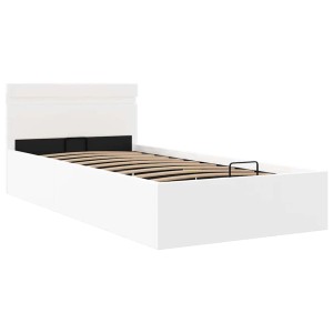 vidaXL Bett mit Bettkasten Hydraulisch LED Weiß Kunstleder 100x200 cm 285547