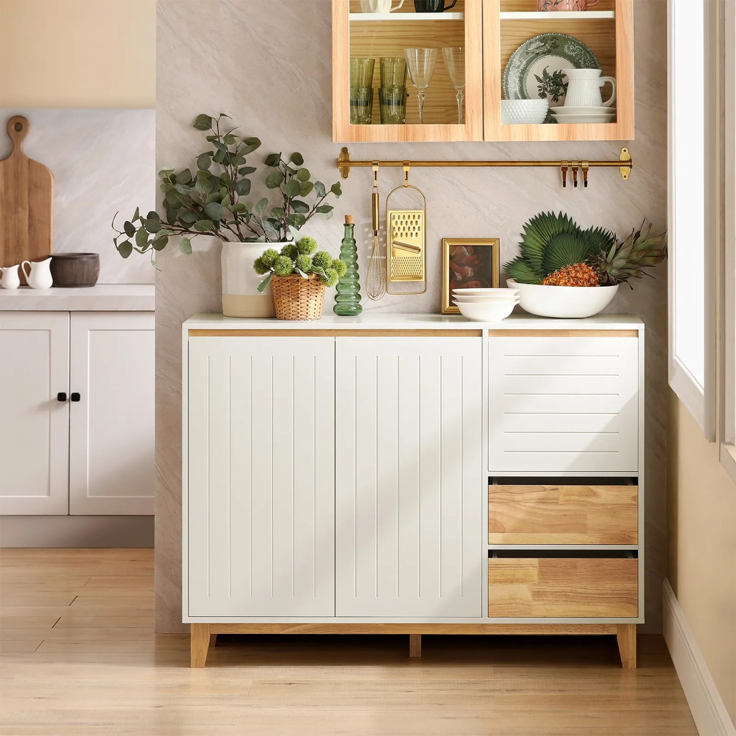 SoBuy Kommode FSB75-WN weiß natur 120 x 90 x 40 cm kaufen bei OBI