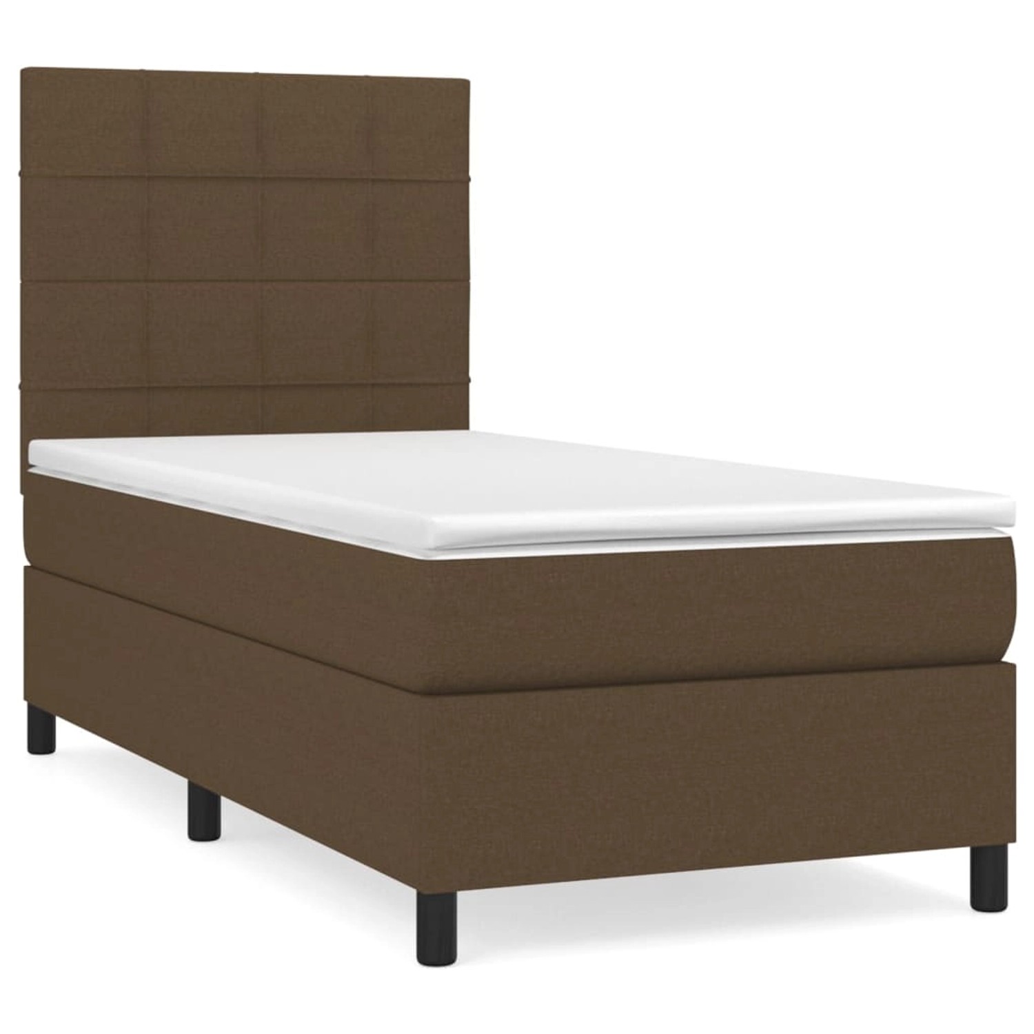 vidaXL Boxspringbett mit Matratze Dunkelbraun 100x200 cm Stoff 3141756