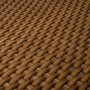 Detailaufnahme: Hellbrauner NYVI Balkon Sichtschutz aus Polyrattan, geflochtene Optik.