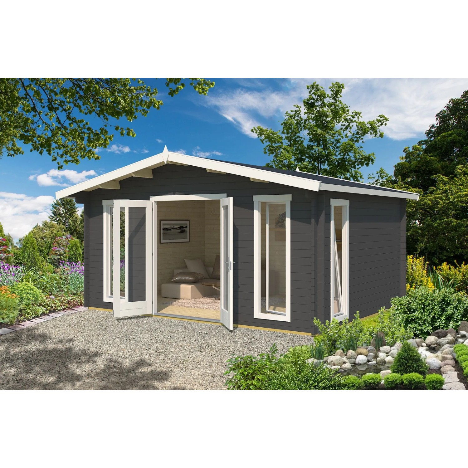 Lasita Gartenhaus Elgin 44 Carbongrau 480 cm x 360 cm