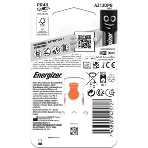 Energizer Hörgerätebatterien Größe 13, 8er-Pack. Knopfzellen für Hörgeräte.