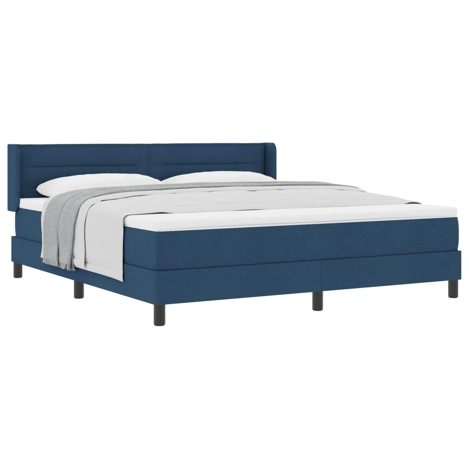 vidaXL Boxspringbett mit Matratze Blau 200 x 180 cm Polyester 3341061