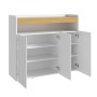 Merax Sideboard weiß, 3 Türen (eine mit Wellenmuster), offenes Fach, Holzoptik-Ablage. Moderner Wohnzimmerschrank.