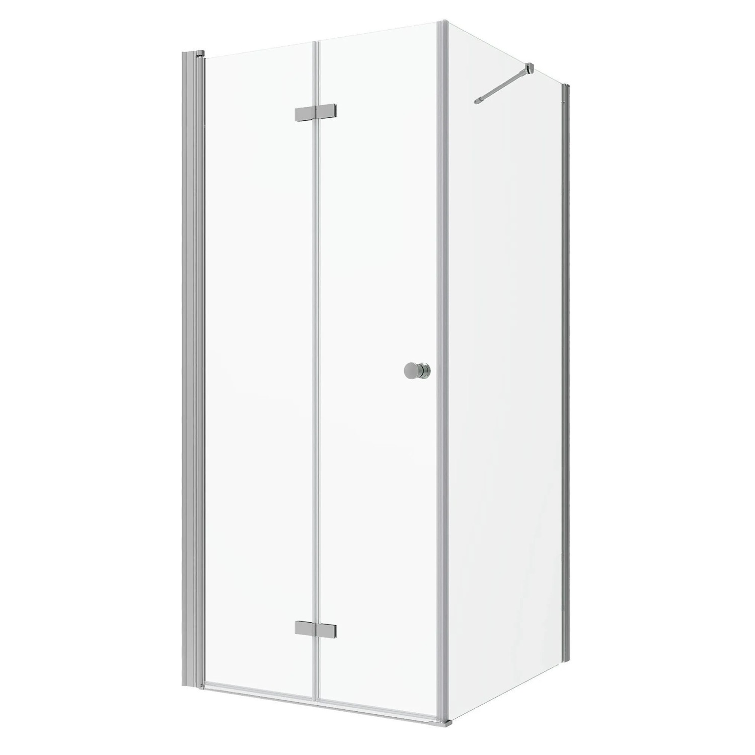 Aquabatos Eckdusche Falttür mit Seitenwand Duschkabine Eckeinstieg Rahmenlos 80 x 70 cm Duschwand Höhe 187 cm aus 5 mm E...