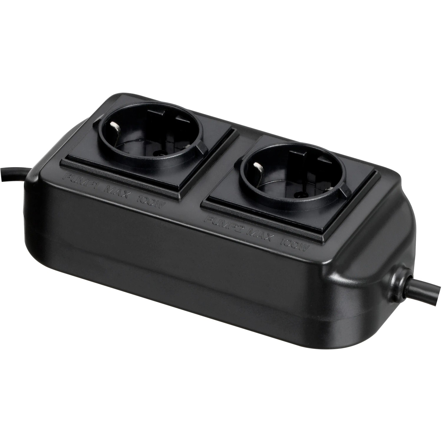 Eheim Streamcontrol: Schwarze Doppel-Steckerleiste für Aquarien-Pumpen, max. 100W je Steckdose.