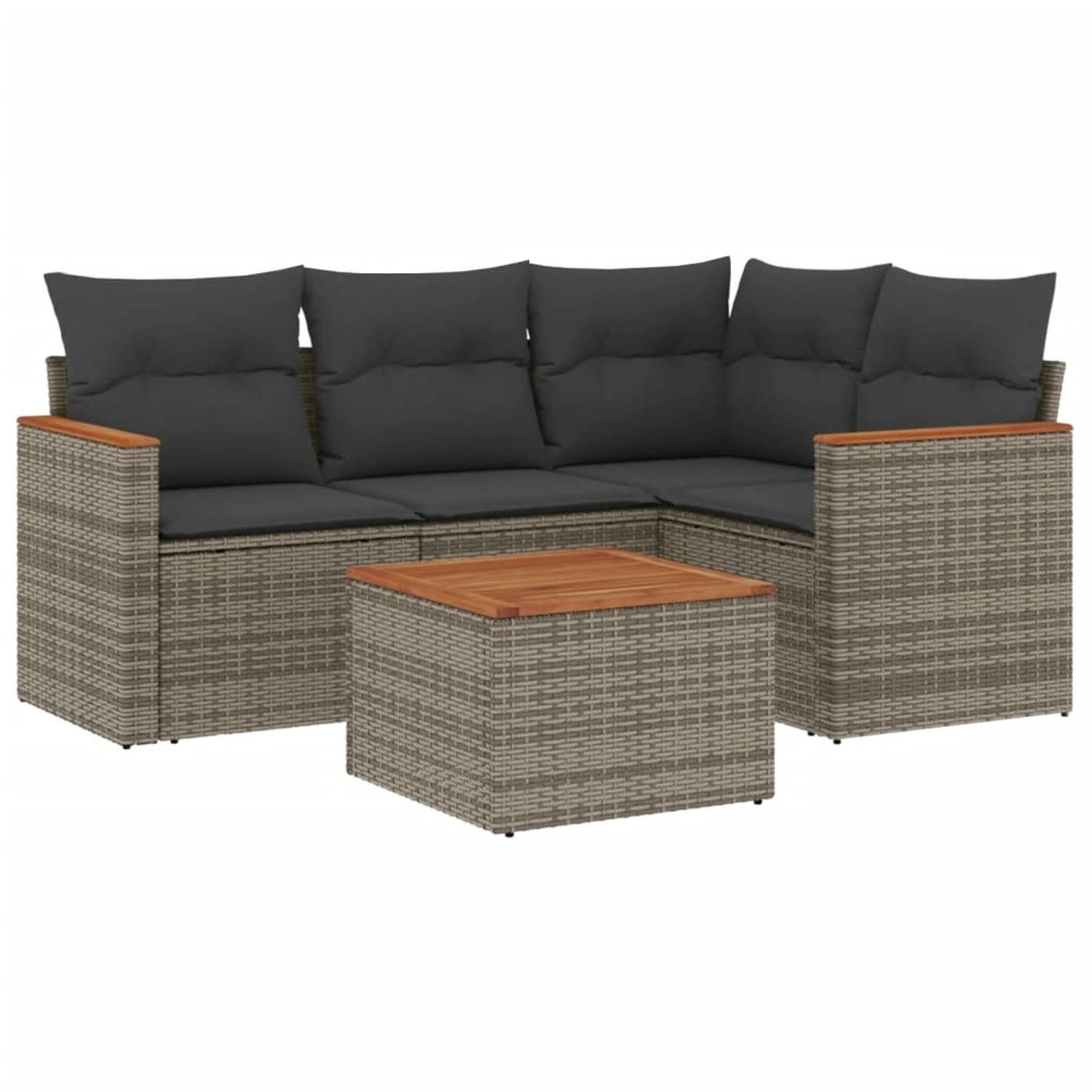 vidaXL 5-Tlg Garten-Sofagarnitur mit Kissen Grau Poly Rattan 3225941 günstig online kaufen