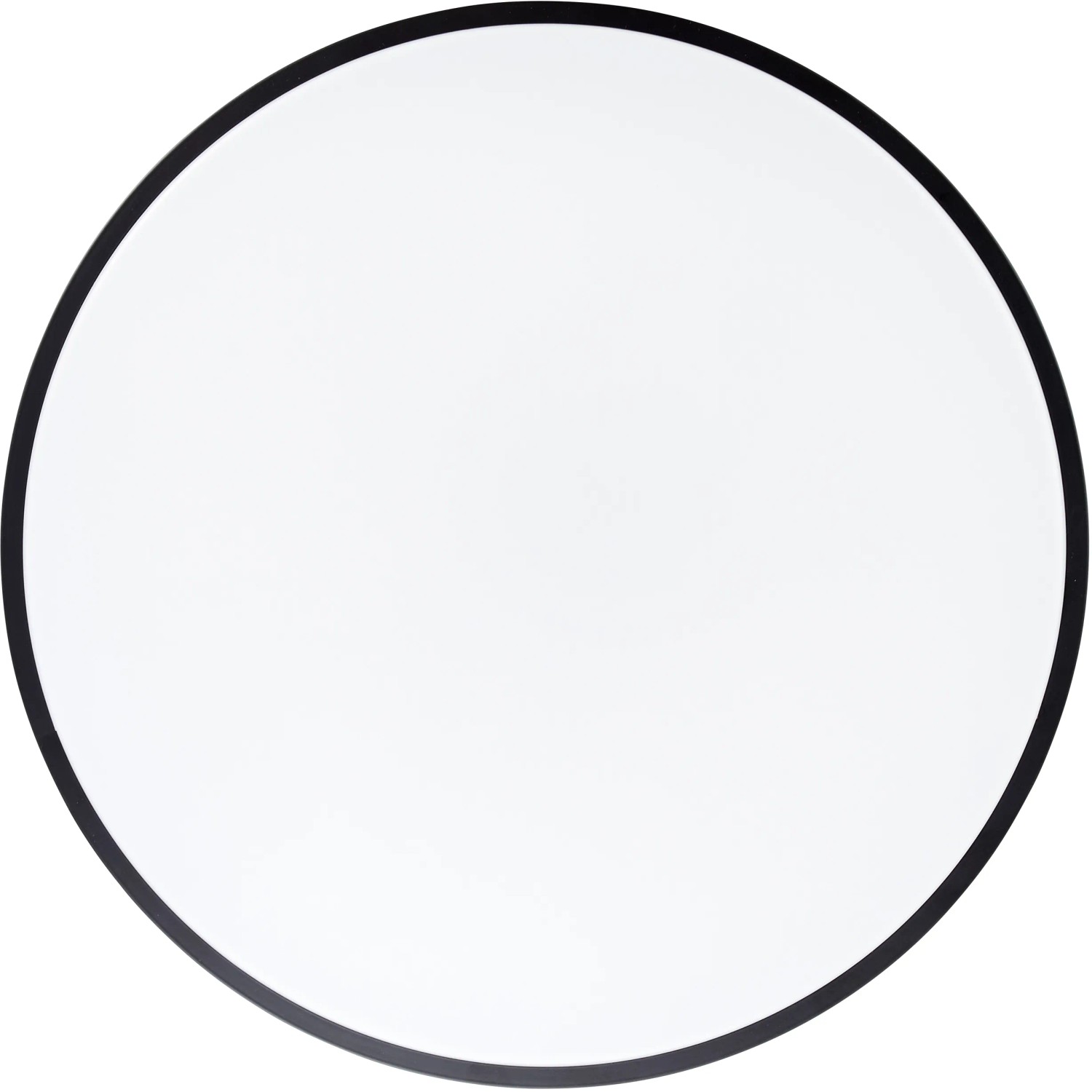 Weiße LED-Deckenleuchte Slimline, Ø 49 cm, mit schwarzem Rand. Dimmbar und mit Fernbedienung.