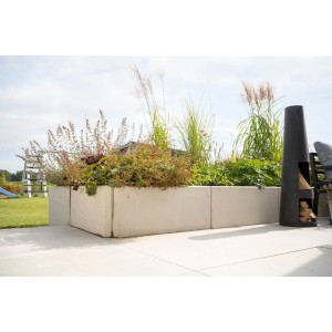 Diephaus L-Stein Ecke, bewehrt, grau, 90 Grad, 130x100x100x8 cm, 2-teilig, für Mauersysteme im Garten.