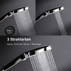 AM.PM Handbrause Hit Chrom zeigt 3 Dusch-Strahlarten: Spray, EnerJet und Massage. Vielseitige Handbrause.