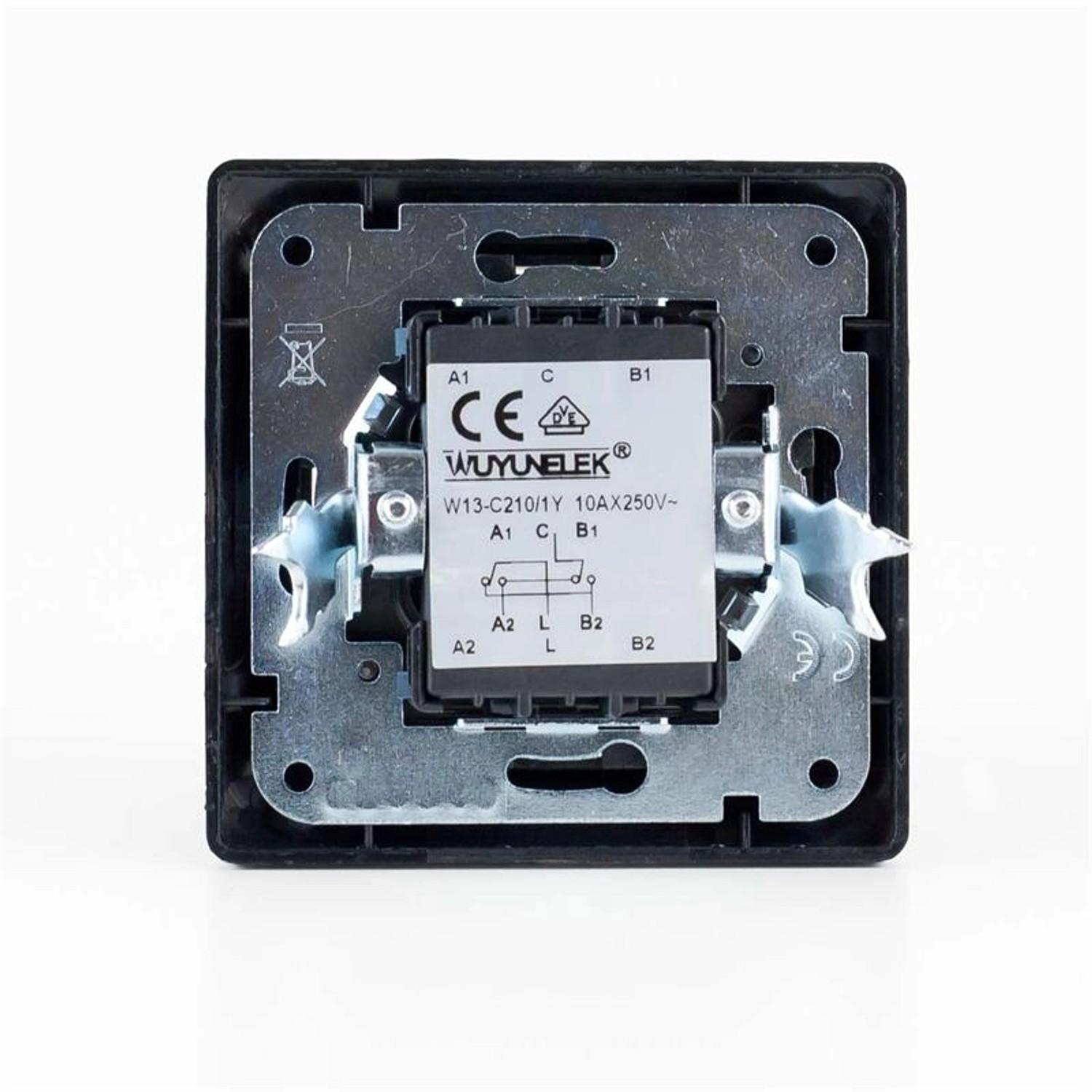 ChiliTec MILOS Kreuzschalter Anthrazit mit Rahmen für Unterputzmontage.