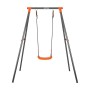 Kettler Einzelschaukel Single mit grauem Metallrahmen und orangefarbenem U-Sitz. Höhenverstellbare Kinderschaukel für den Garten.