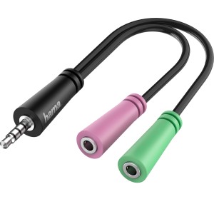 Hama Audio-Adapter: 4-pol. Klinke auf 2x 3-pol. Klinke für Headset, schwarz.