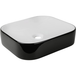 Aufsatzwaschbecken Cuando von aquaSu, Keramik, 45 cm, weiß-schwarz.