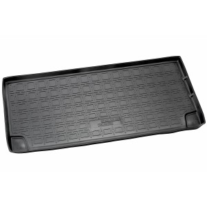 Schwarze Gummi Kofferraumwanne für BMW X7 G07 ab 2019, hinter der 3. Sitzreihe.