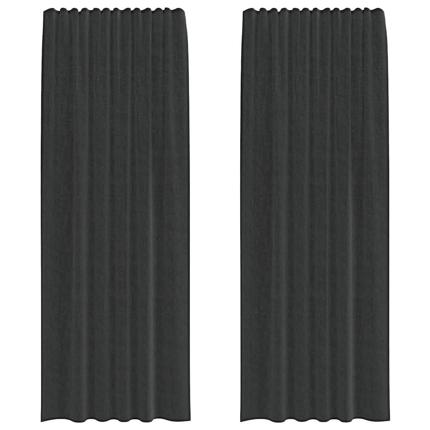 vidaXL Voile Vorhänge mit Stangentaschen 2 Stk Schwarz 4102170 günstig online kaufen