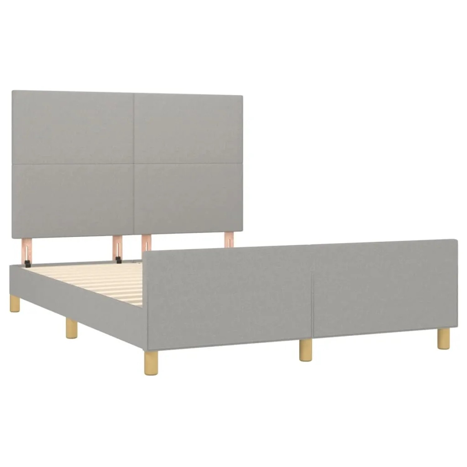 Hellgraues Stoff-Bettgestell mit Kopfteil, 140x190 cm, schlichtes Design für Schlafzimmer.