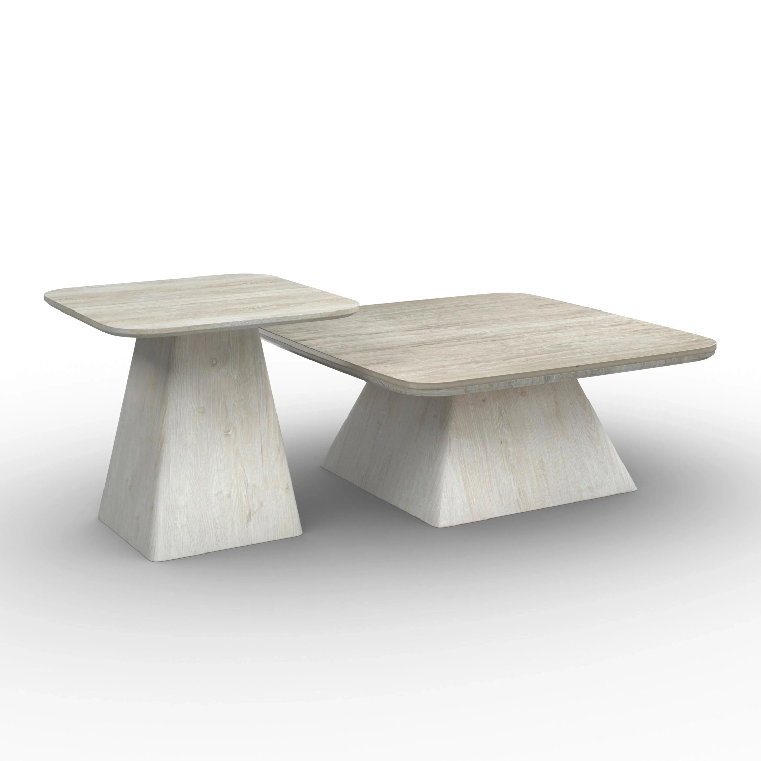Bessagi Home Couchtisch Thiago Creme MDF/Stein 2-er Set