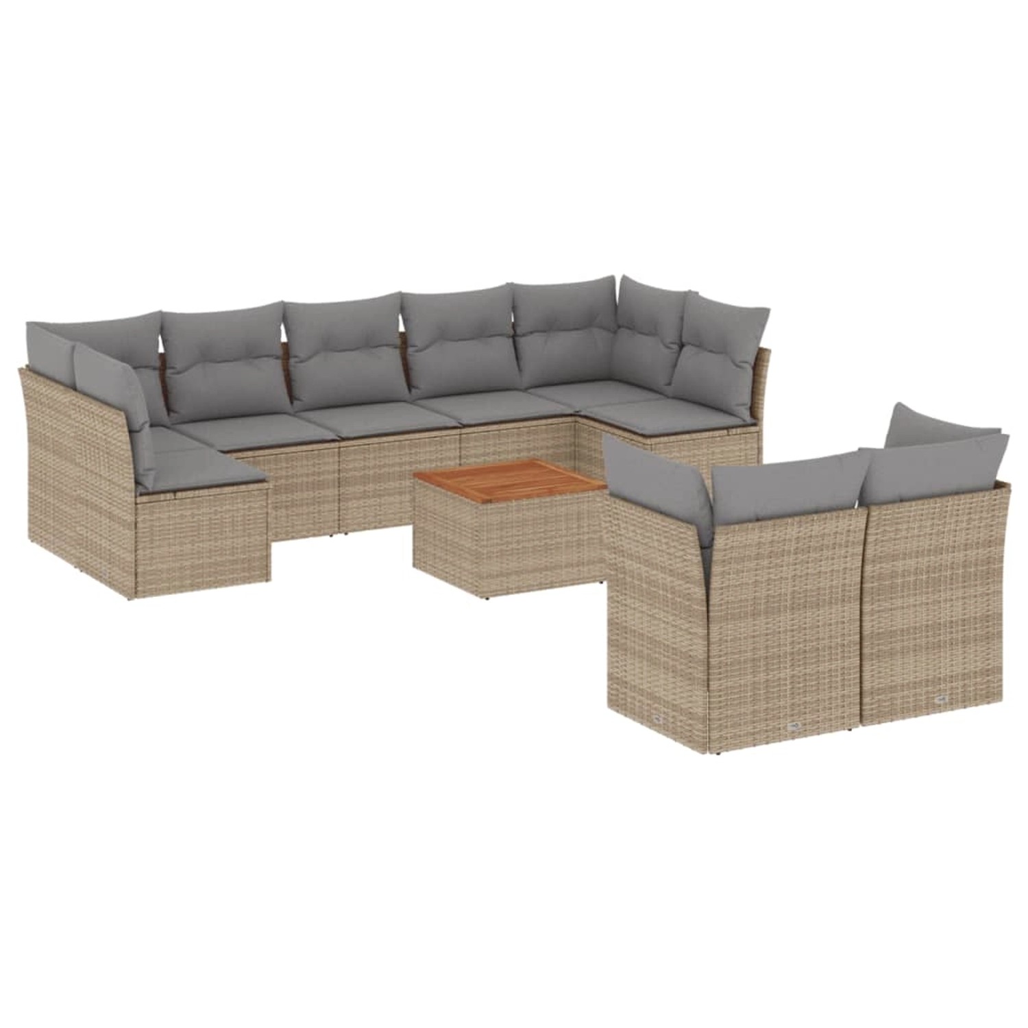 vidaXL 10-Tlg Garten-Sofagarnitur mit Kissen Beige Poly Rattan 3256143 günstig online kaufen