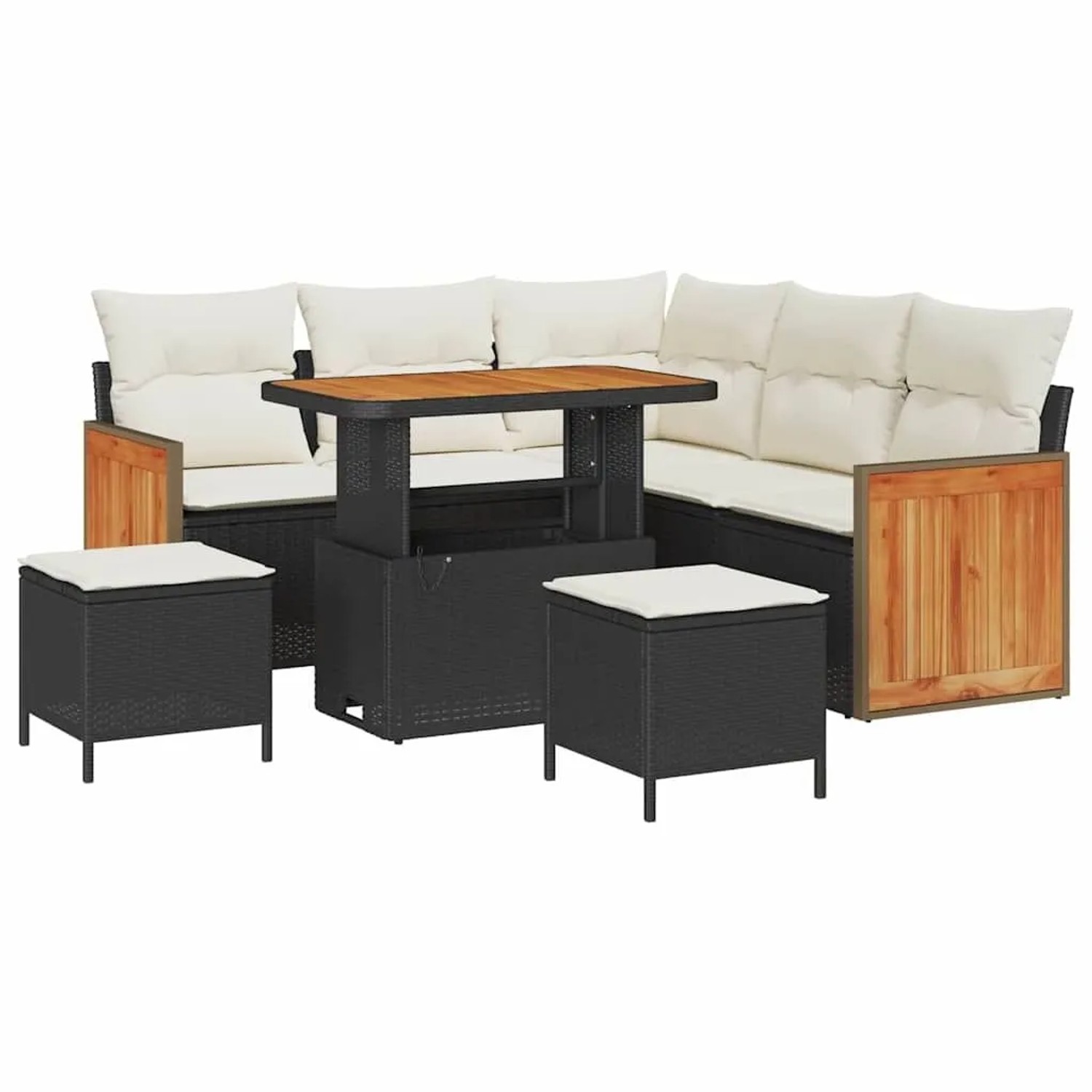 vidaXL Gartensofa-Set mit Kissen 9 Stk Schwarz und Creme Poly-Rattan 336525 günstig online kaufen