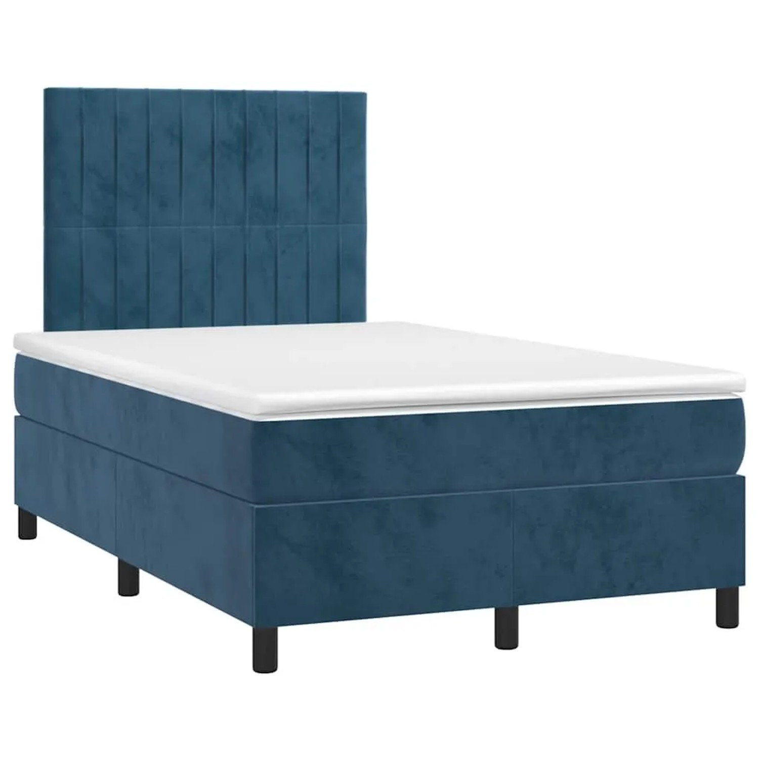 vidaXL Boxspringbett mit Matratze & LED Dunkelblau 120x190 cm Samt 3270327