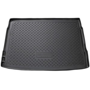 Schwarze Gummi Kofferraumwanne für VW Golf 6 (2008-2012) mit Notradmulde.
