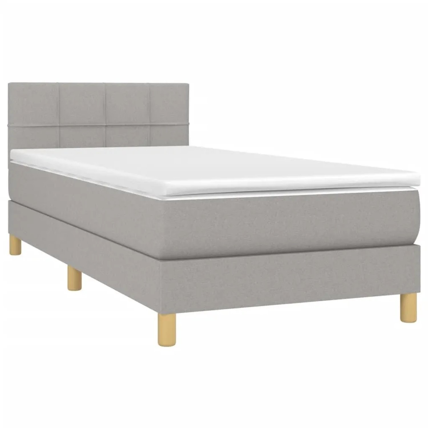 vidaXL Boxspringbett mit Matratze & LED Hellgrau 80x200 cm Stoff 3133669