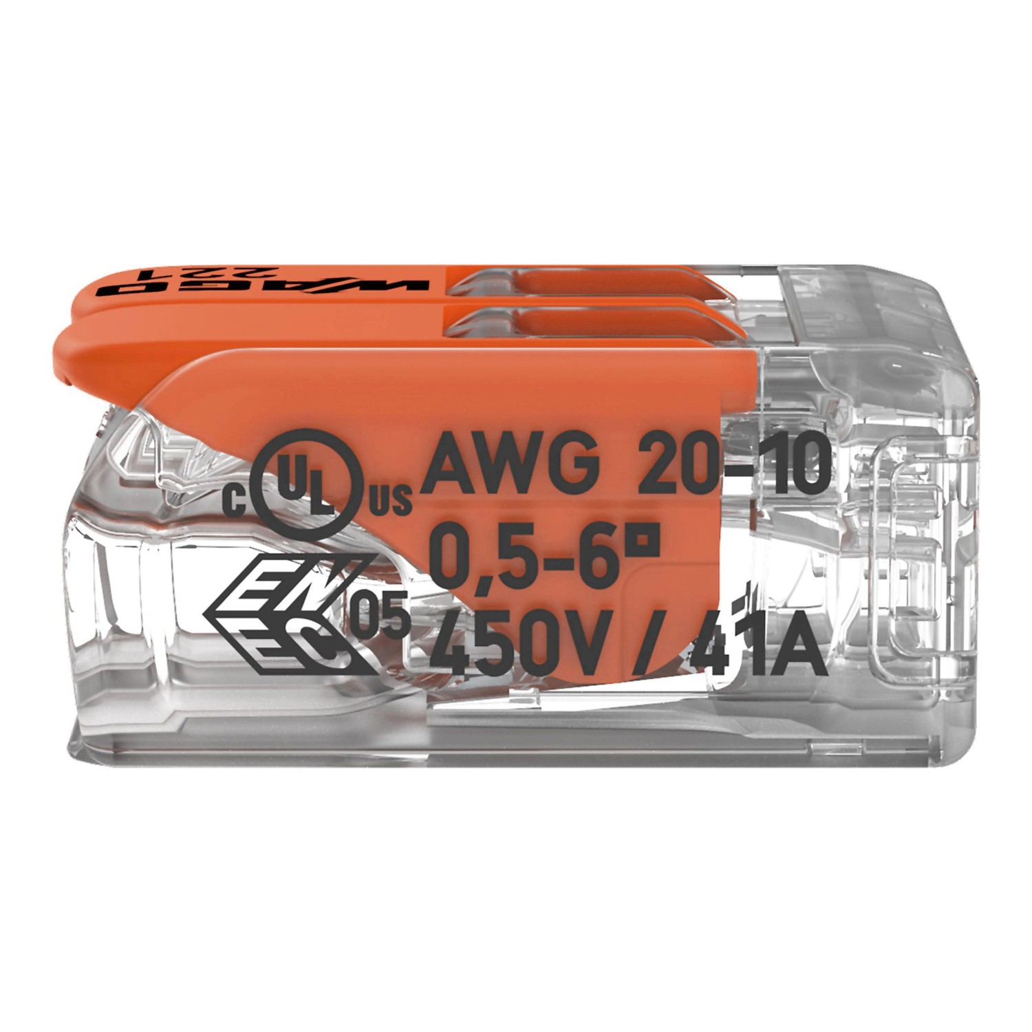 Wago Hebelklemme 221-612, 2-polig, für 0,5-6 mm² Kabel, 5er-Pack