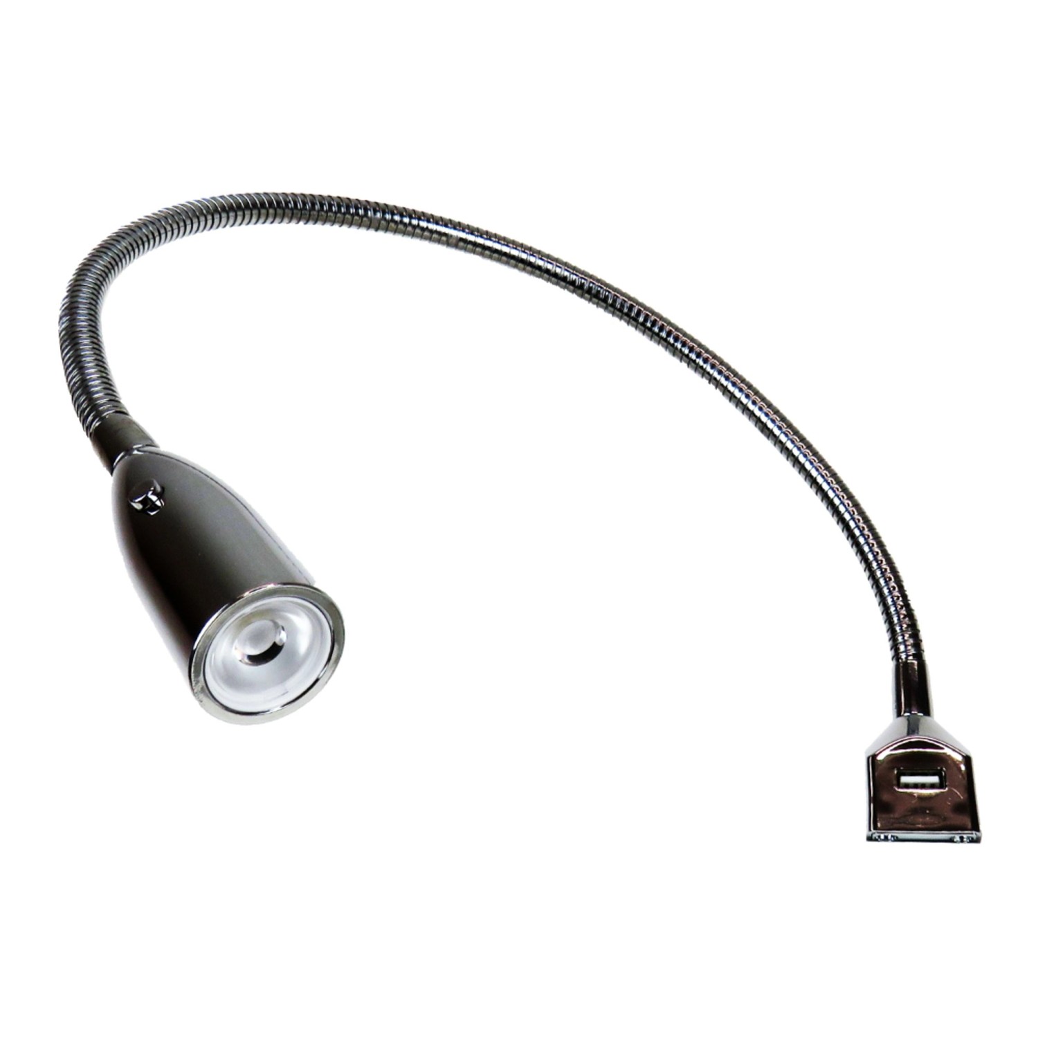 kalb Flexible LED Bettleuchte Silbergrau Warmweiß Leseleuchte Mit Integrierter USB Ladefunktion 1er Set Chrom